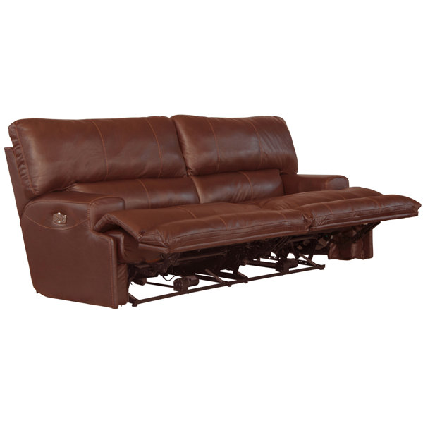 Lark Manor Anjuman 93" Leather Match Pillow Top Arm Reclining Sofa